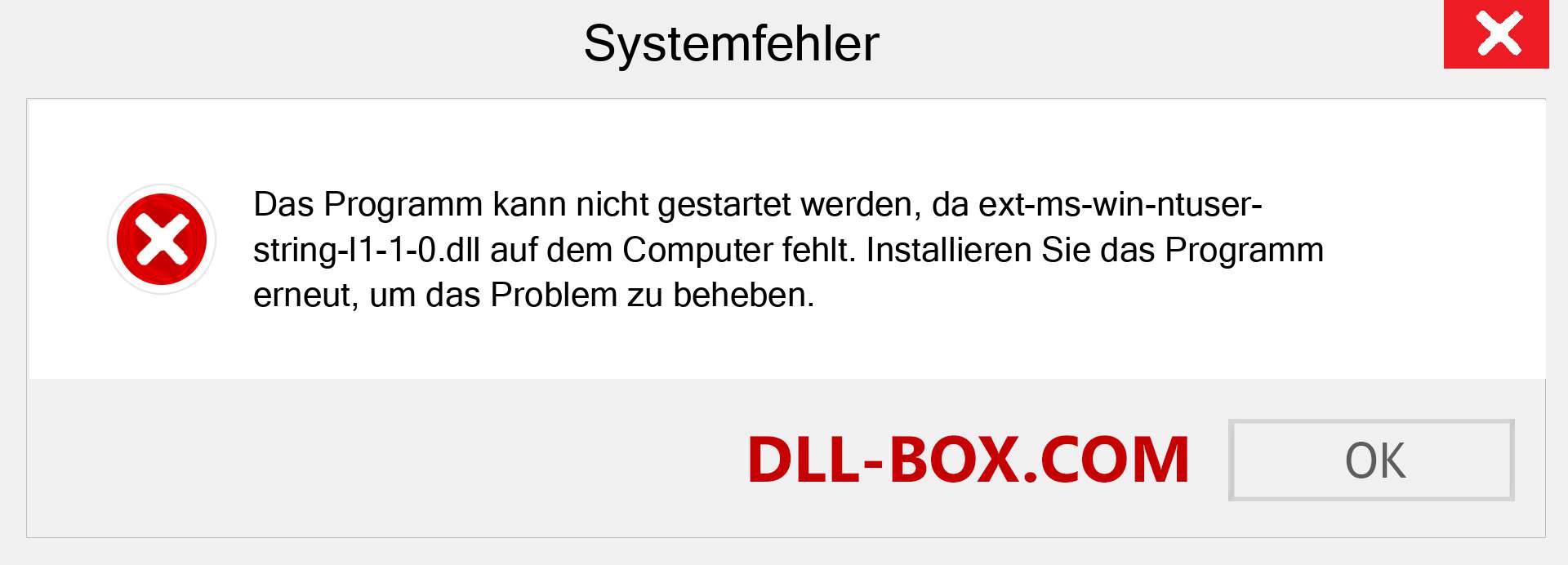 ext-ms-win-ntuser-string-l1-1-0.dll-Datei fehlt?. Download für Windows 7, 8, 10 - Fix ext-ms-win-ntuser-string-l1-1-0 dll Missing Error unter Windows, Fotos, Bildern